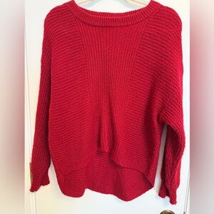 Burgundy Sweater with Assymetrical Hemline